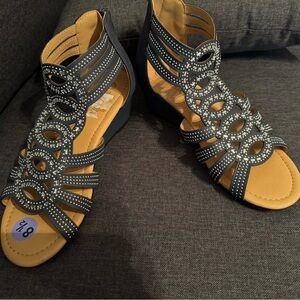 Elegant Navy Blue Strappy Sandals